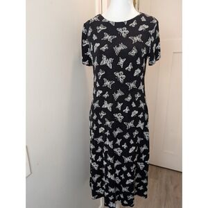 Vintage Ally B. San Francisco Dress Black White Butterfly Prairie Retro